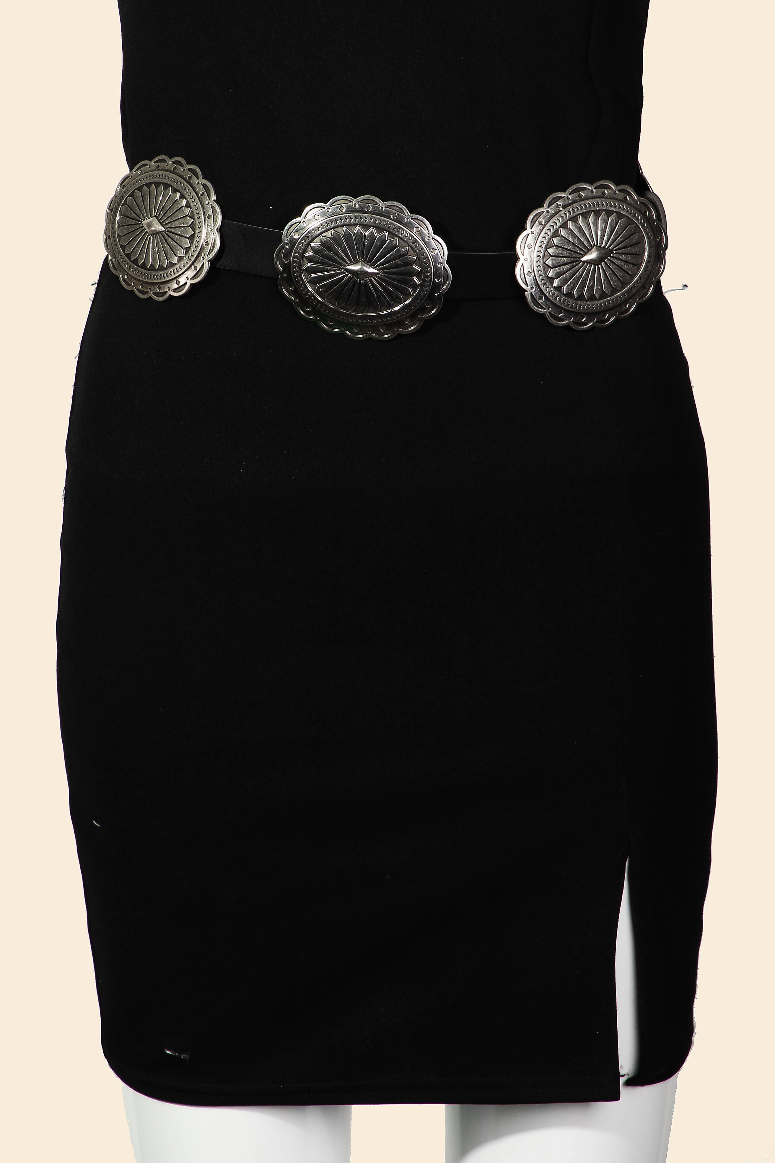 Large Concho Disc Western Vegan Leather Belt – Martha Gene