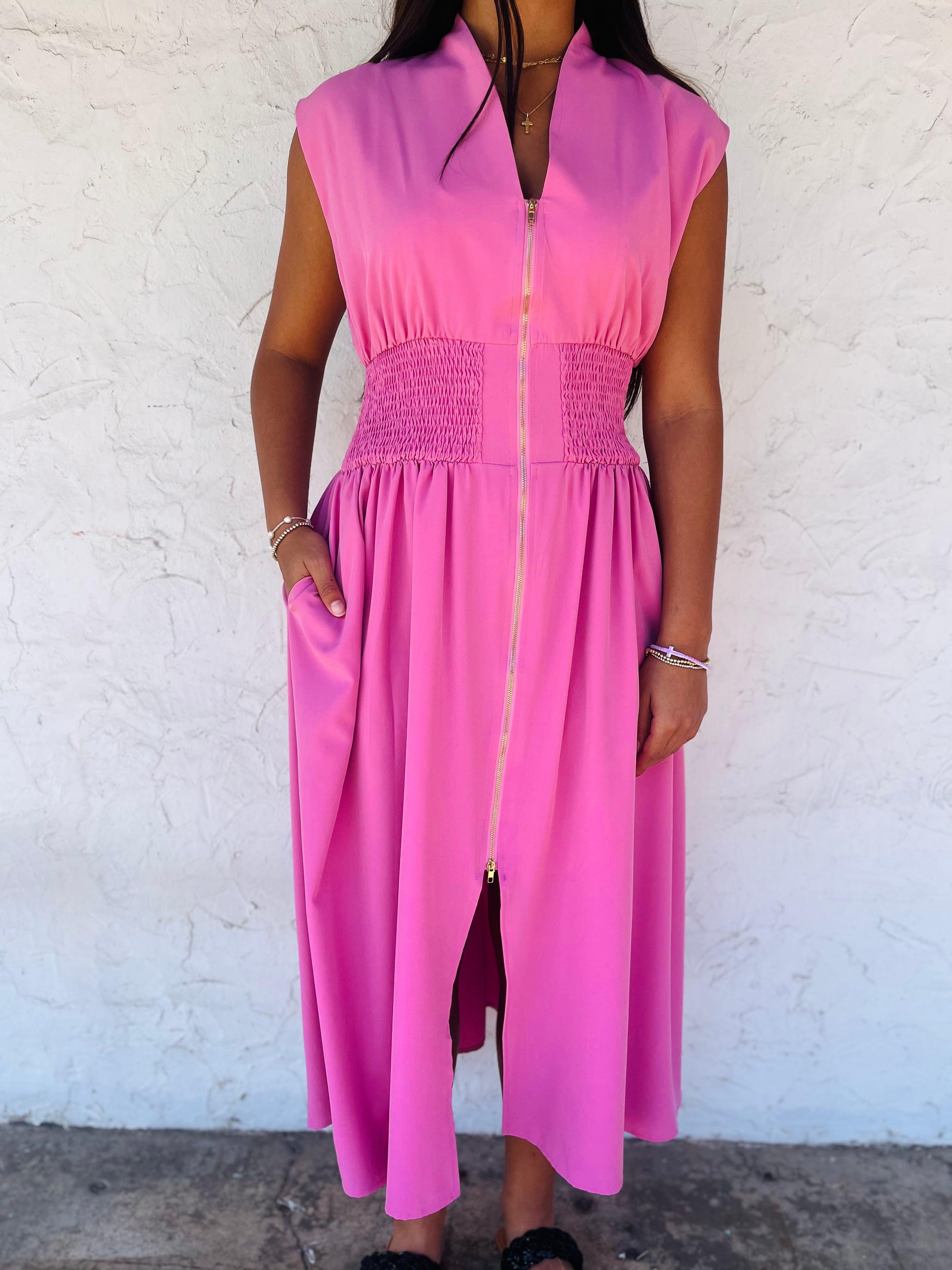 bubble gum pink midi dress Doll