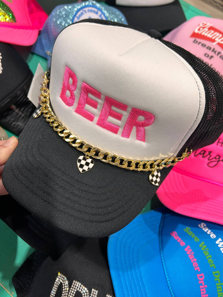 Gold Checkered Heart Trucker Hat Chain | Hat Band | – Martha Gene